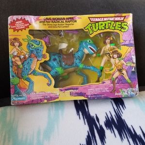 NWT! Playmates TMNT Cave woman April & Raptor